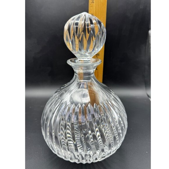 Vtg Towle Leaded Crystal Decanter Ribbed Swirl Design & Stopper Elegant Barware - Picture 8 of 11